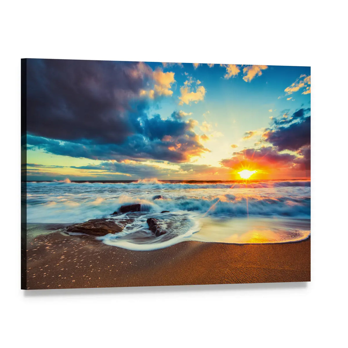Cloudscape Over the Sea Canvas Wall Art, single panel gallery wrapped canvas, angled product view