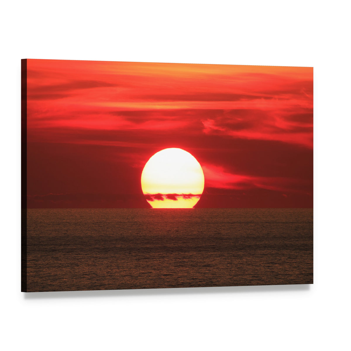 Sunset Over the Sea Canvas Wall Art, single panel gallery wrapped canvas, angled product view