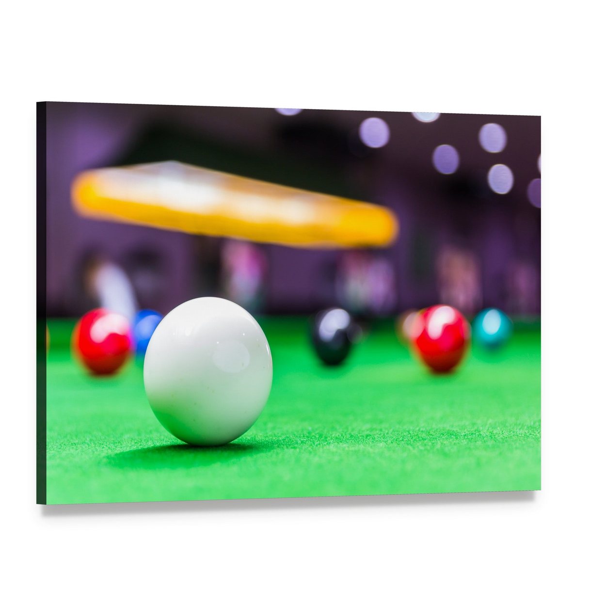 Snooker Ball on Table Canvas Wall Art, single panel gallery wrapped canvas, angled product view
