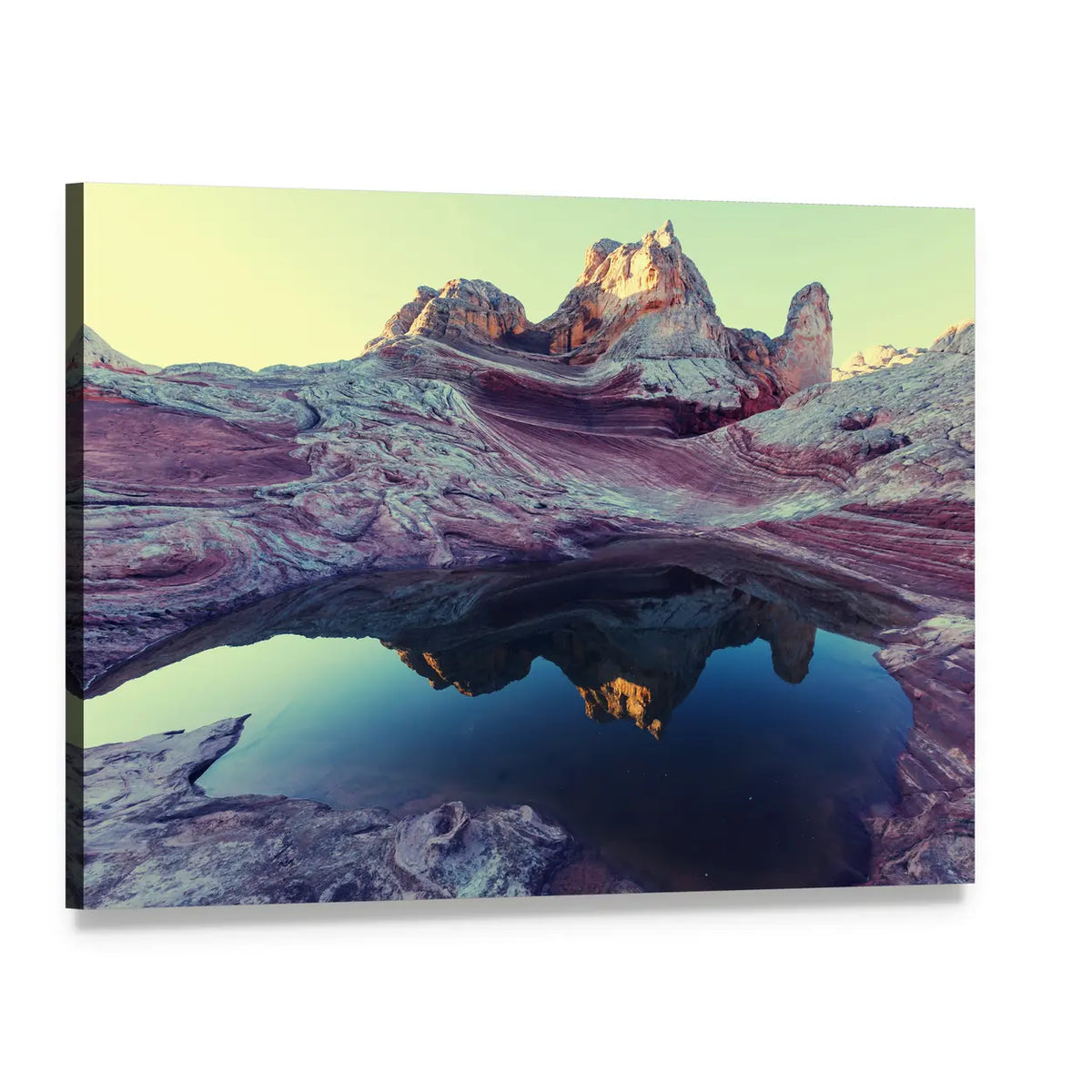 Pond in Vermilion Cliffs Canvas Wall Art, single panel gallery wrapped canvas, angled product view