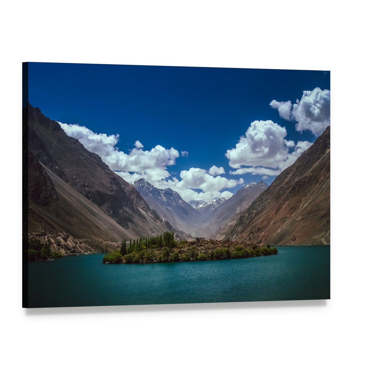 Karakoram Lake with Snow-capped Mountains Canvas Wall Art, single panel gallery wrapped canvas, angled product view