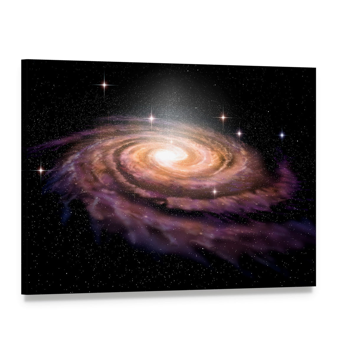 Spiral Galaxy in Deep Space Illustration Canvas Wall Art, single panel gallery wrapped canvas, angled product view