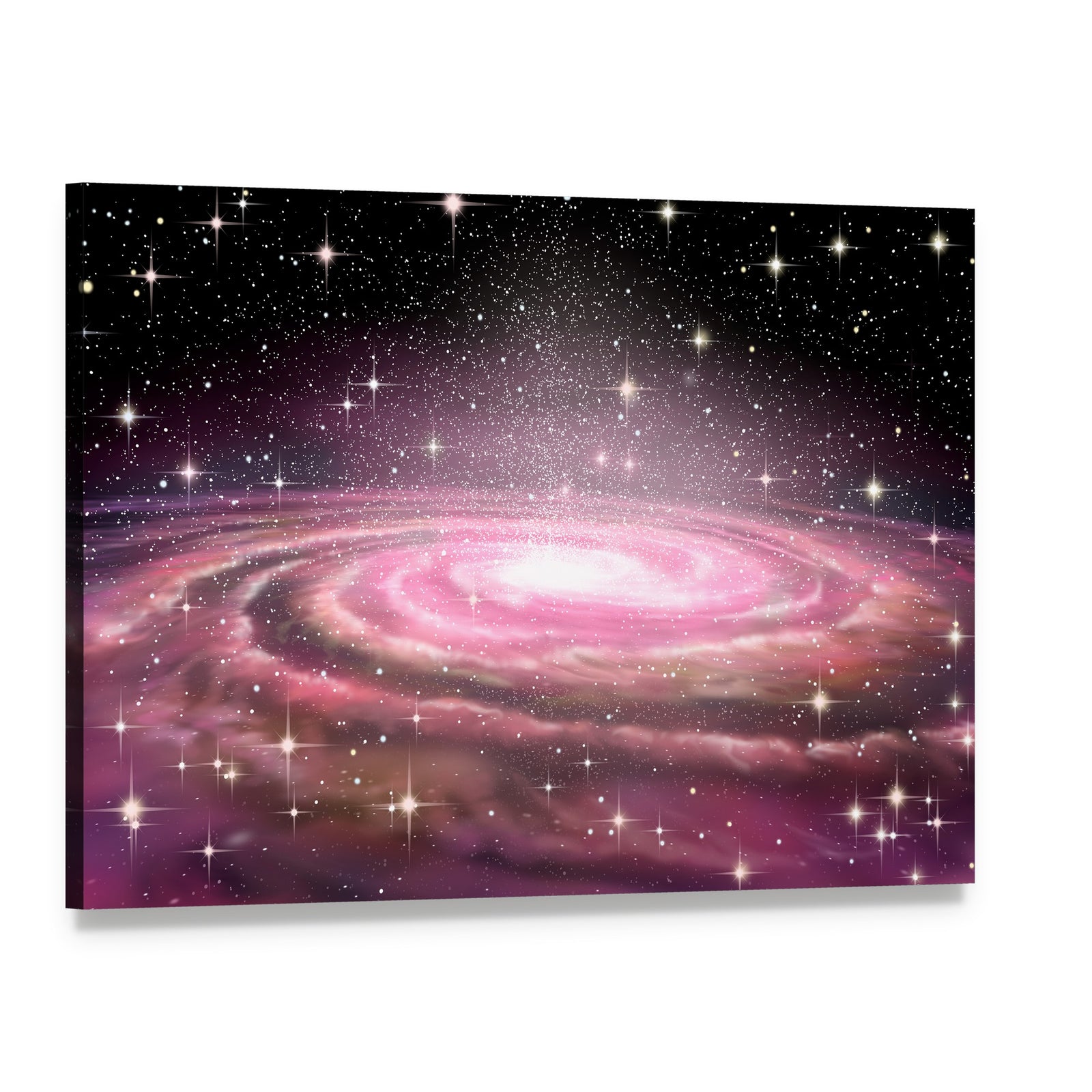 Spiral Galaxy in Deep Space Canvas Wall Art, single panel gallery wrapped canvas, angled product view