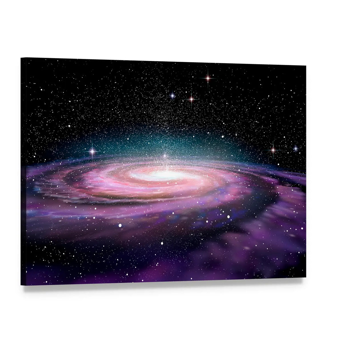 Spiral Galaxy in Deep Space Canvas Wall Art, single panel gallery wrapped canvas, angled product view