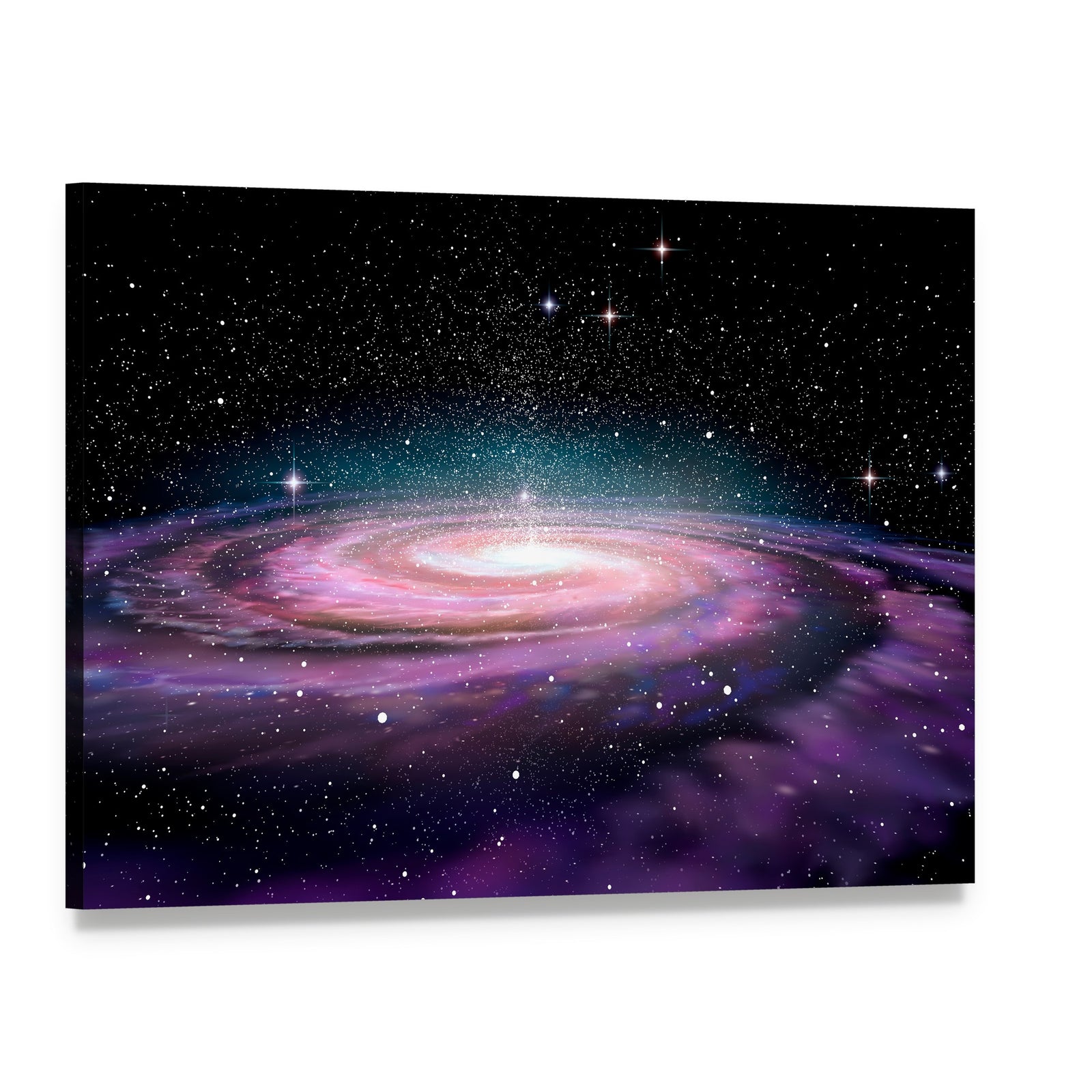 Spiral Galaxy in Deep Space Illustration Canvas Wall Art, single panel gallery wrapped canvas, angled product view