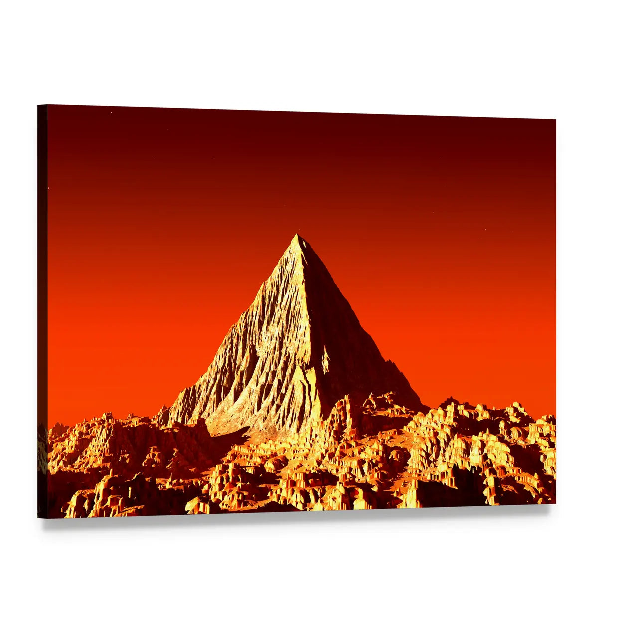 Martian Pyramid at Sunset Canvas Wall Art, single panel gallery wrapped canvas, angled product view