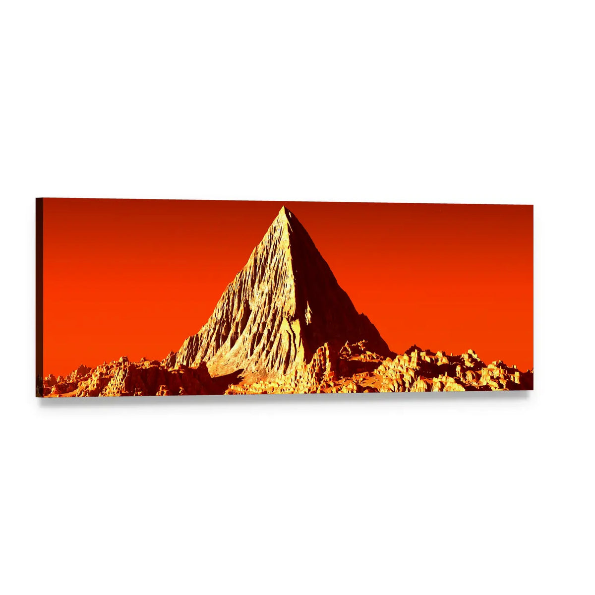 Pyramids on Mars Panoramic Canvas Wall Art, single panel gallery wrapped canvas, angled product view