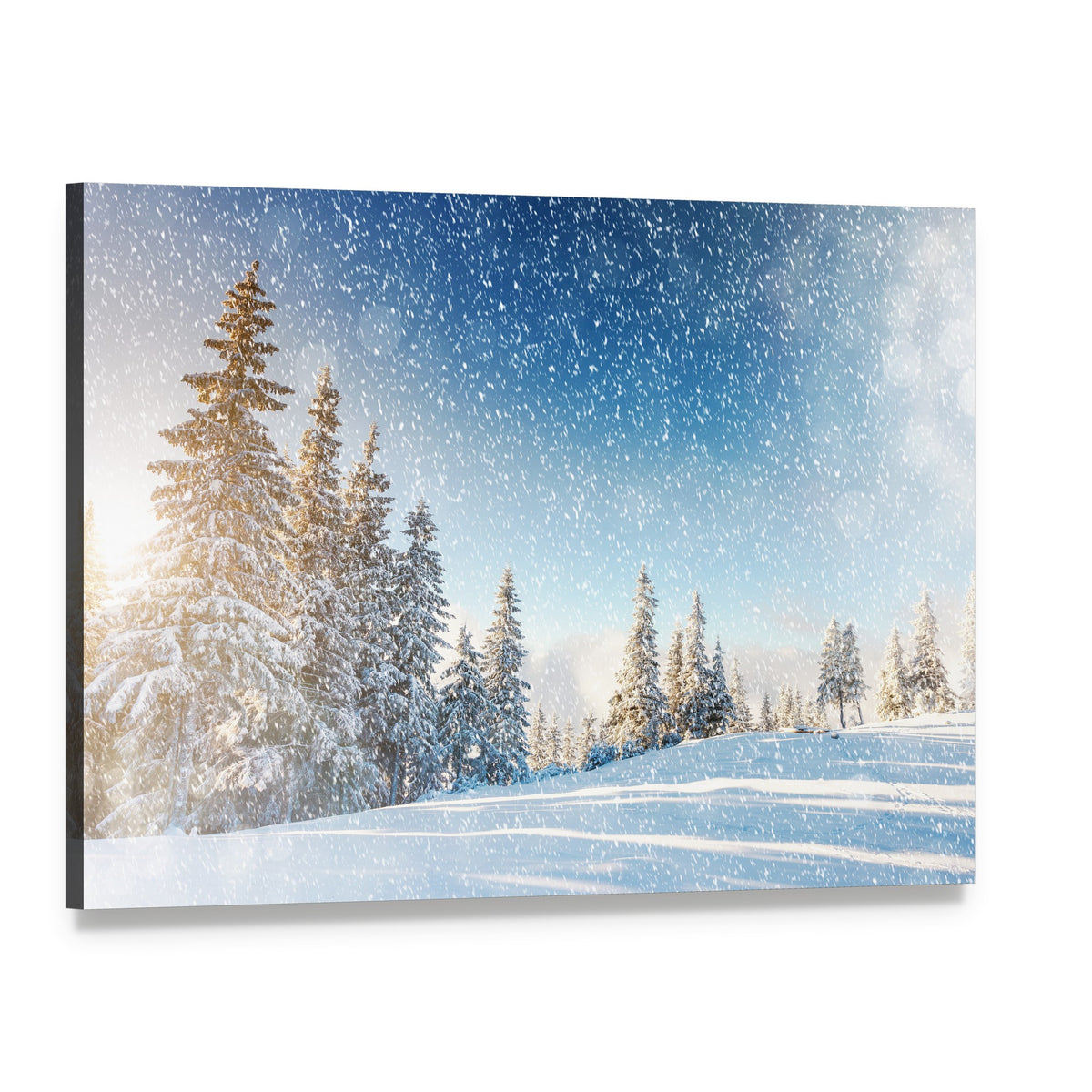 Wintry Scene in Carpathian Canvas Wall Art, single panel gallery wrapped canvas, angled product view