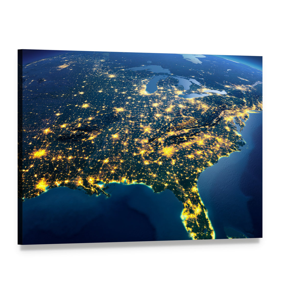 Gulf of Mexico from Space Canvas Wall Art, single panel gallery wrapped canvas, angled product view