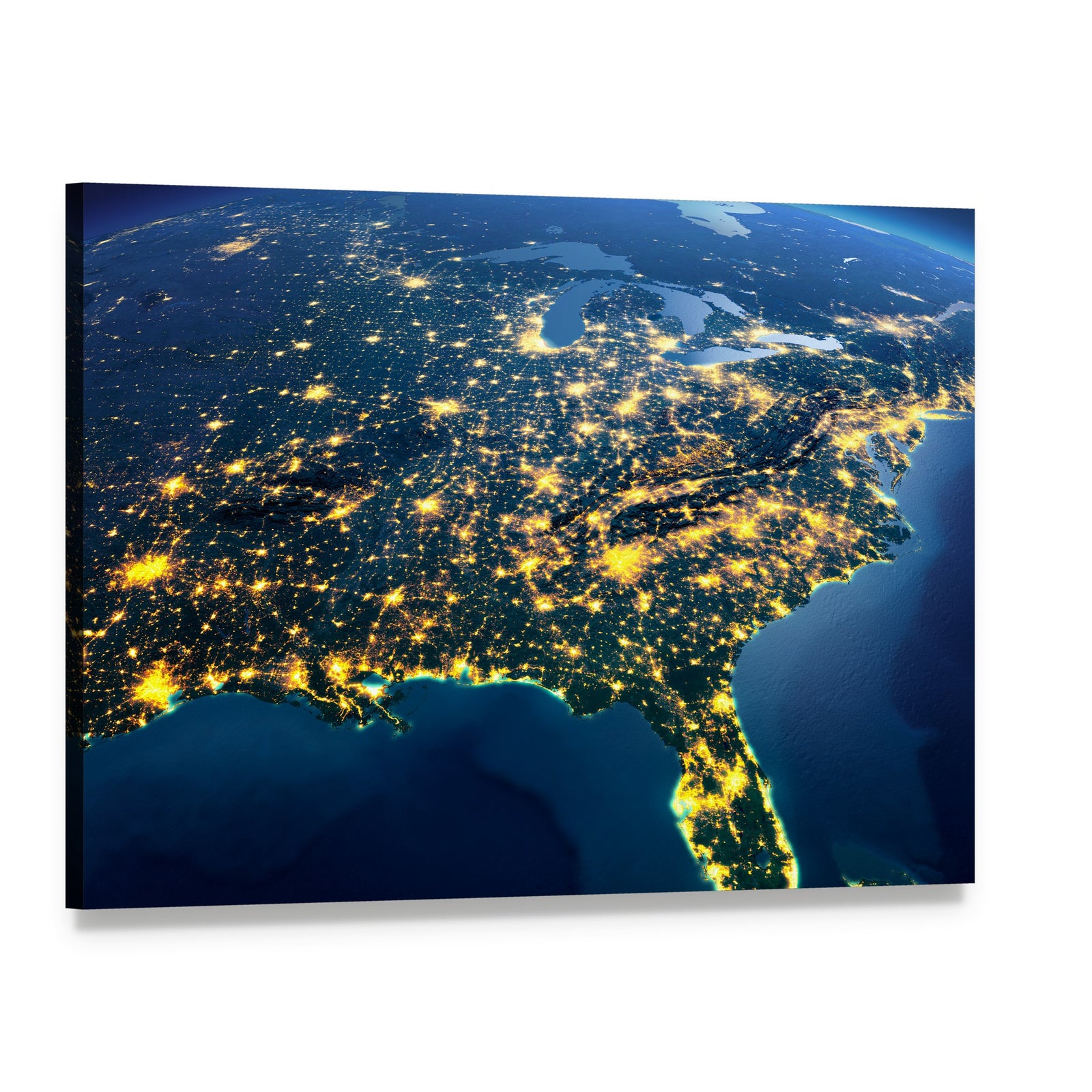Gulf of Mexico from Space Canvas Wall Art, single panel gallery wrapped canvas, angled product view