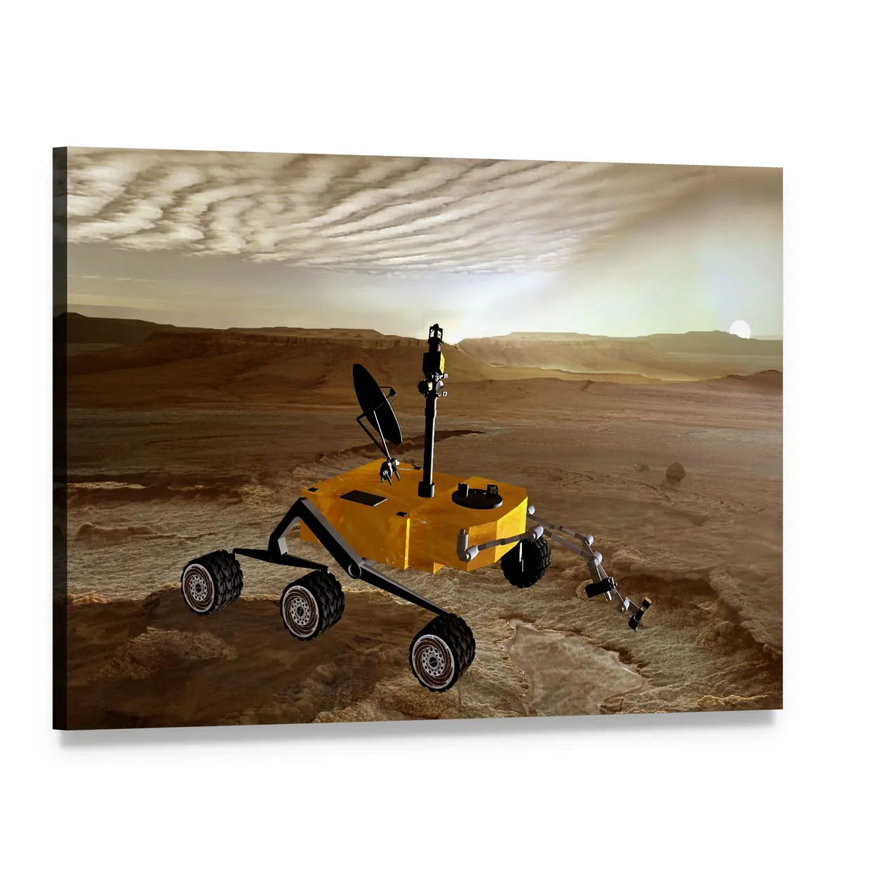Yellow Rover on Mars Canvas Wall Art, single panel gallery wrapped canvas, angled product view