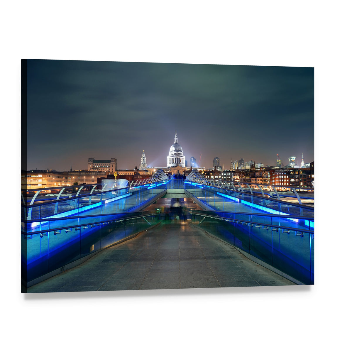 Millennium Bridge at Night Canvas Wall Art, single panel gallery wrapped canvas, angled product view