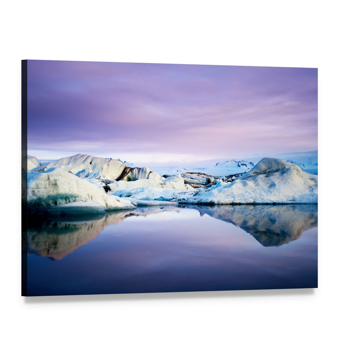Jokulsarlon Glacier Lagoon Iceberg Reflection Canvas Wall Art, single panel gallery wrapped canvas, angled product view