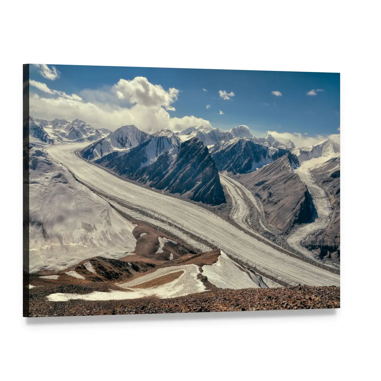 Fedchenko Glacier In Tajikistan Canvas Wall Art, single panel gallery wrapped canvas, angled product view