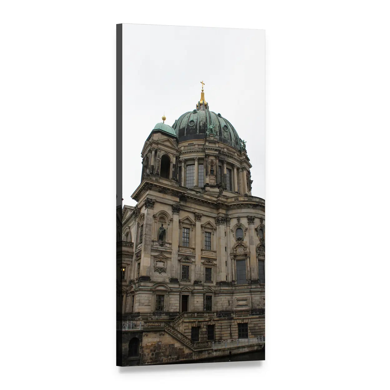Berlin Cathedral with Green Dome Vertical Canvas Wall Art, 1 panel 1 Vertical layout gallery wrapped canvas set, angled product view