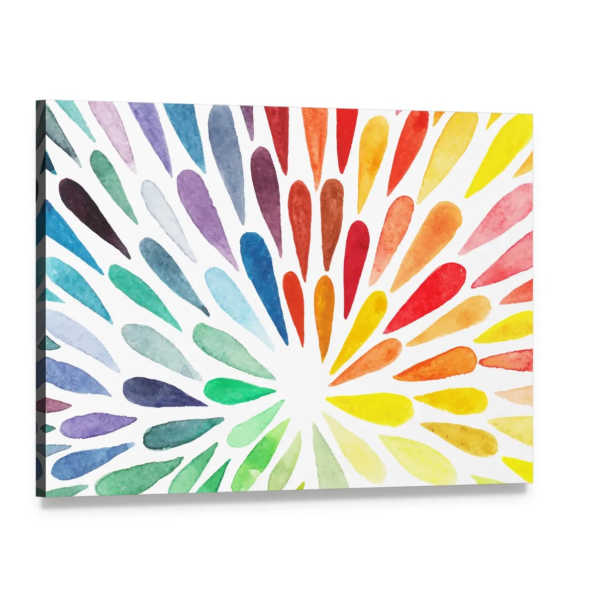 Colorful Splash Drops Canvas Wall Art, single panel gallery wrapped canvas, angled product view