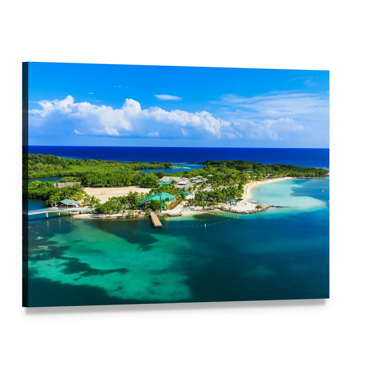 Roatan Island Turquoise Coast Canvas Wall Art, single panel gallery wrapped canvas, angled product view