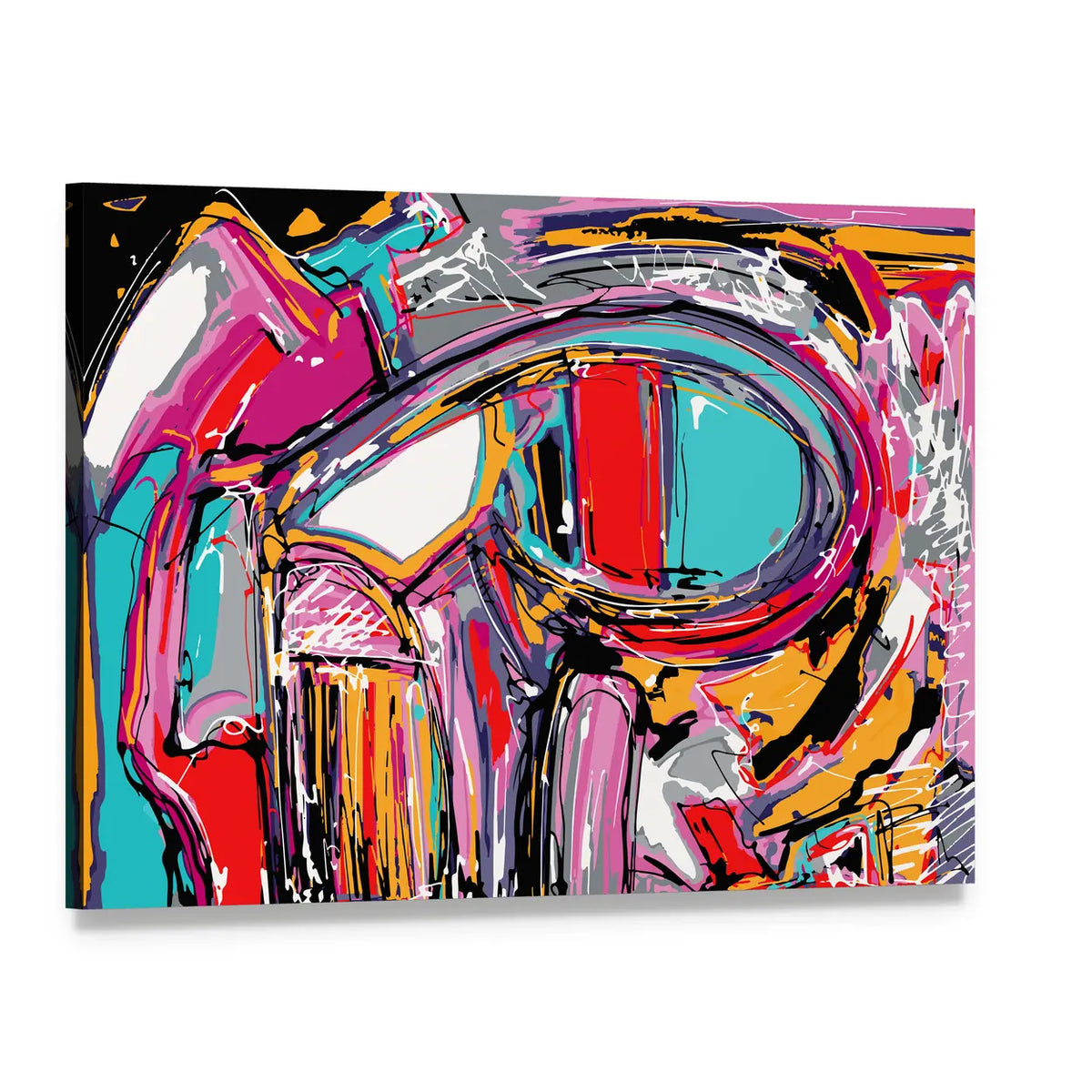 Hand Brush Texture Abstract Painting Canvas Wall Art, single panel gallery wrapped canvas, angled product view