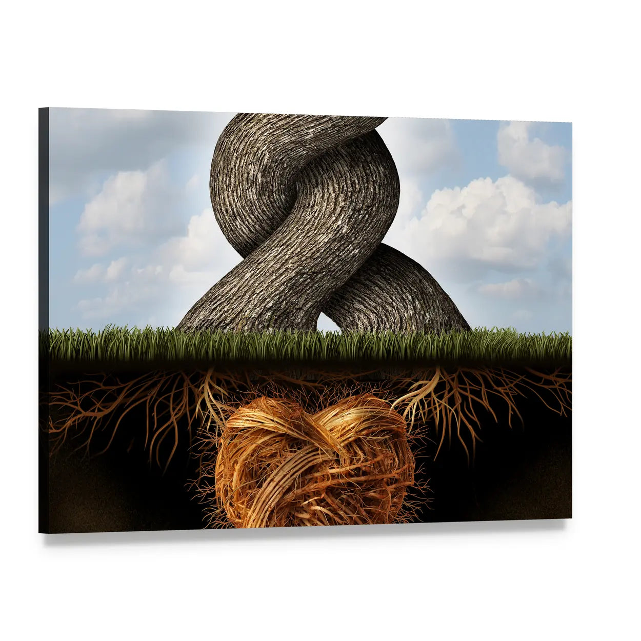 Growing In Love Concept Canvas Wall Art, single panel gallery wrapped canvas, angled product view