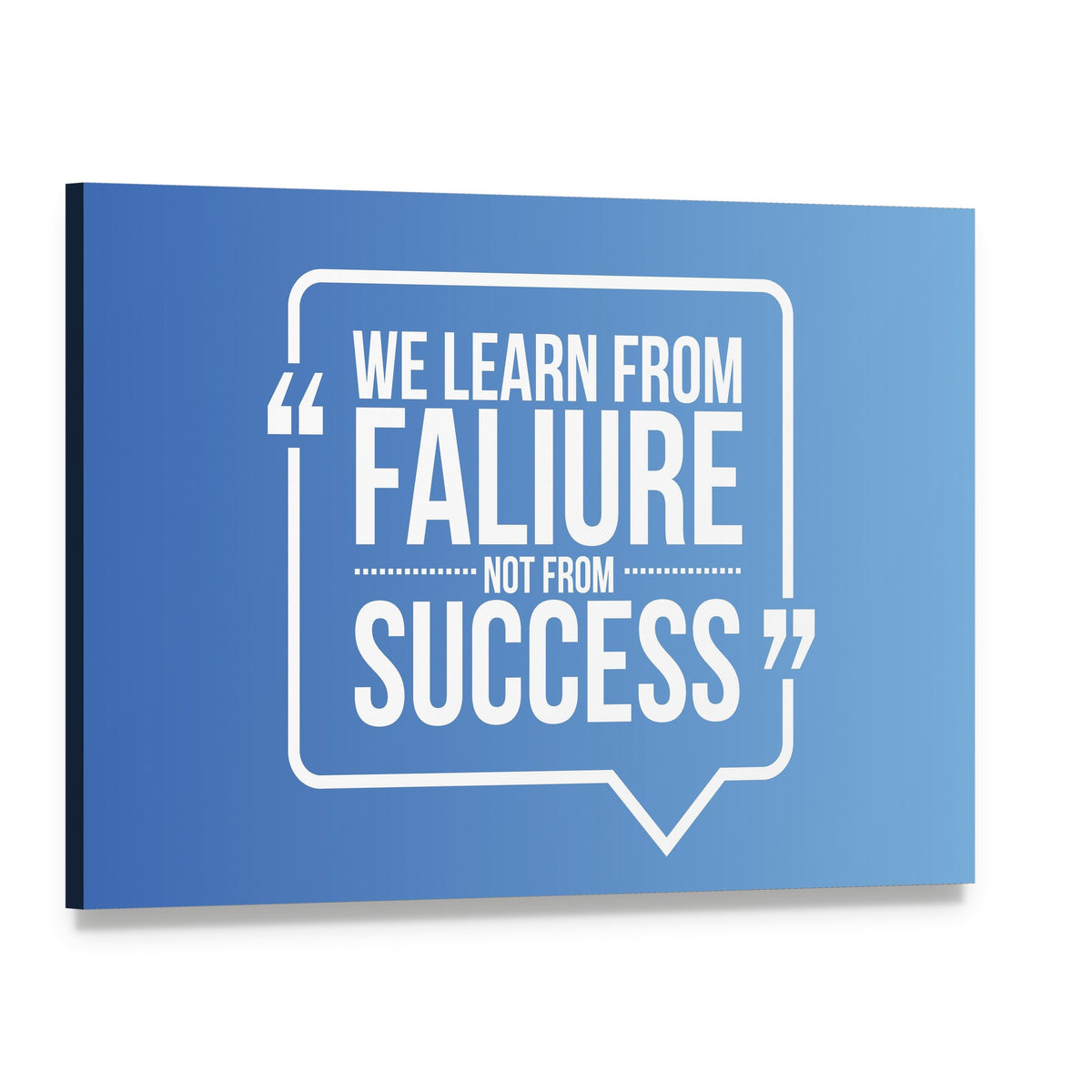 We Learn from Failure Quote Canvas Wall Art, single panel gallery wrapped canvas, angled product view