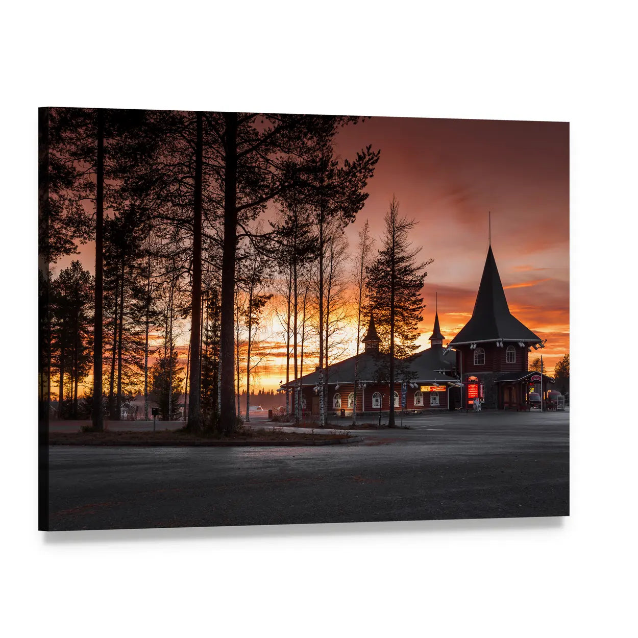 Santa Claus Village in Finland Canvas Wall Art, single panel gallery wrapped canvas, angled product view