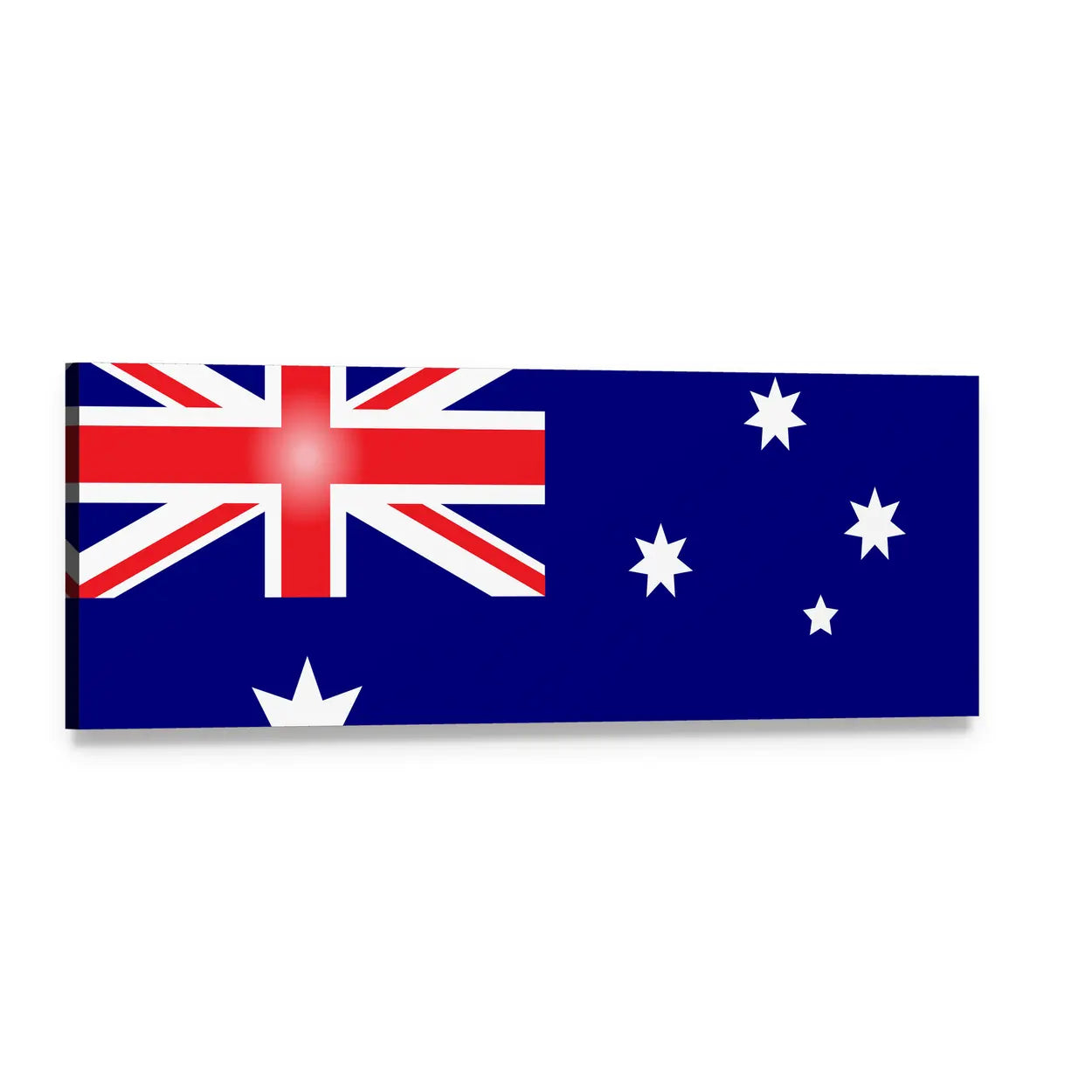 Australian Flag Geometric Print Panoramic Canvas Wall Art, single panel gallery wrapped canvas, angled product view