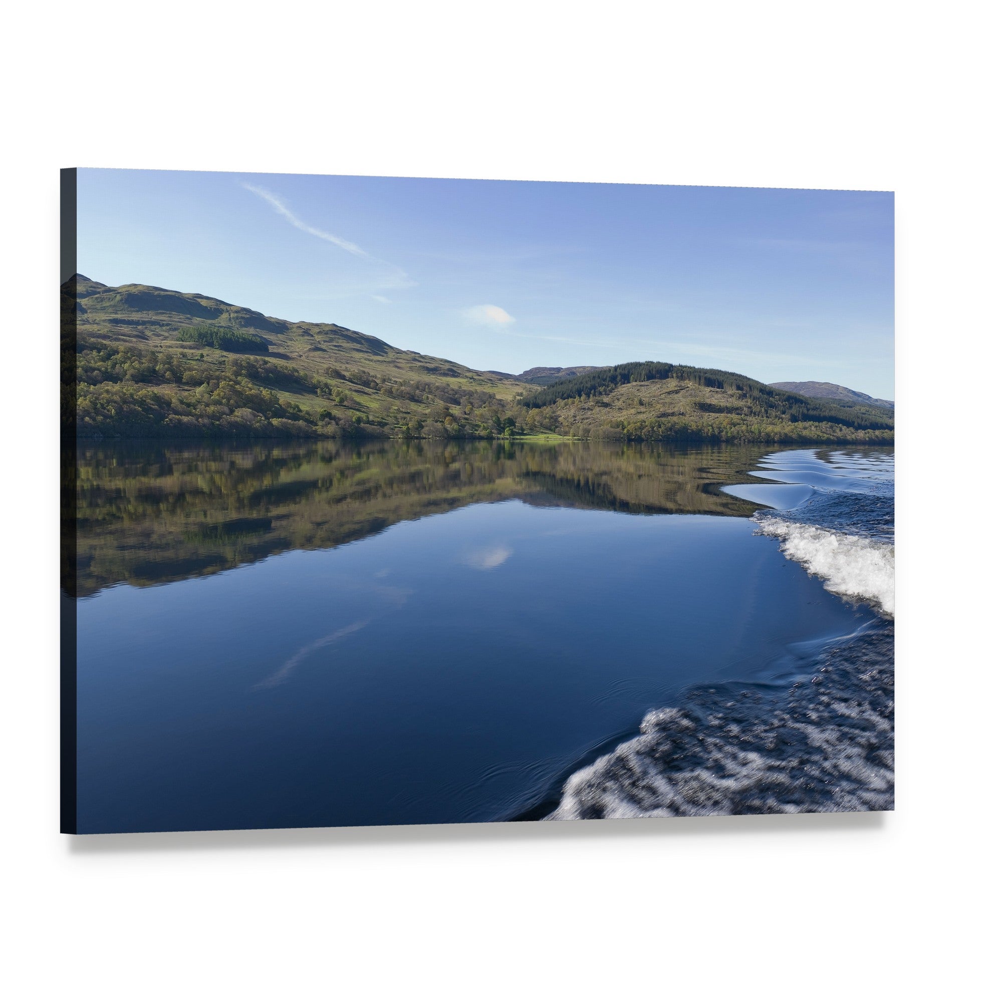Loch Tay from a Powerboat Canvas Wall Art, single panel gallery wrapped canvas, angled product view