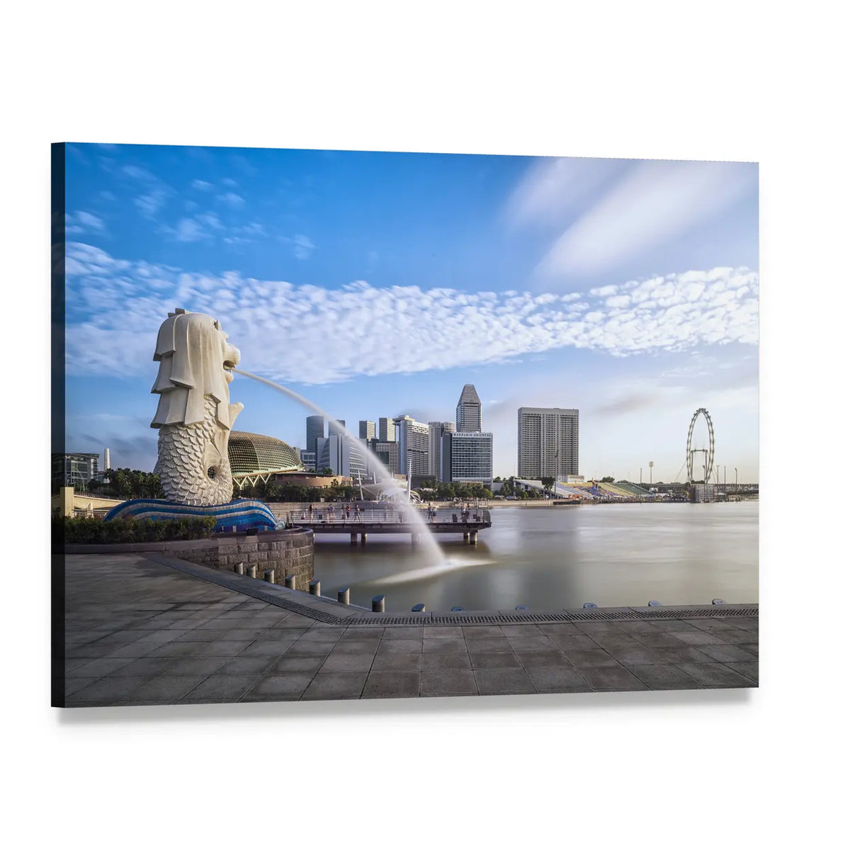 Merlion Fountain Singapore Canvas Wall Art, single panel gallery wrapped canvas, angled product view