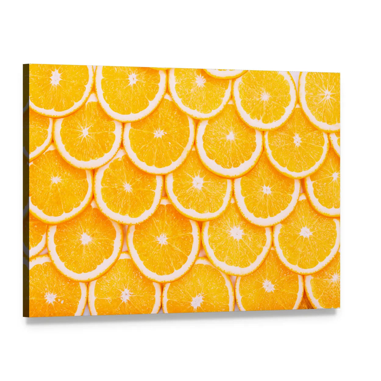 Fresh Orange Slices Pattern Canvas Wall Art, single panel gallery wrapped canvas, angled product view