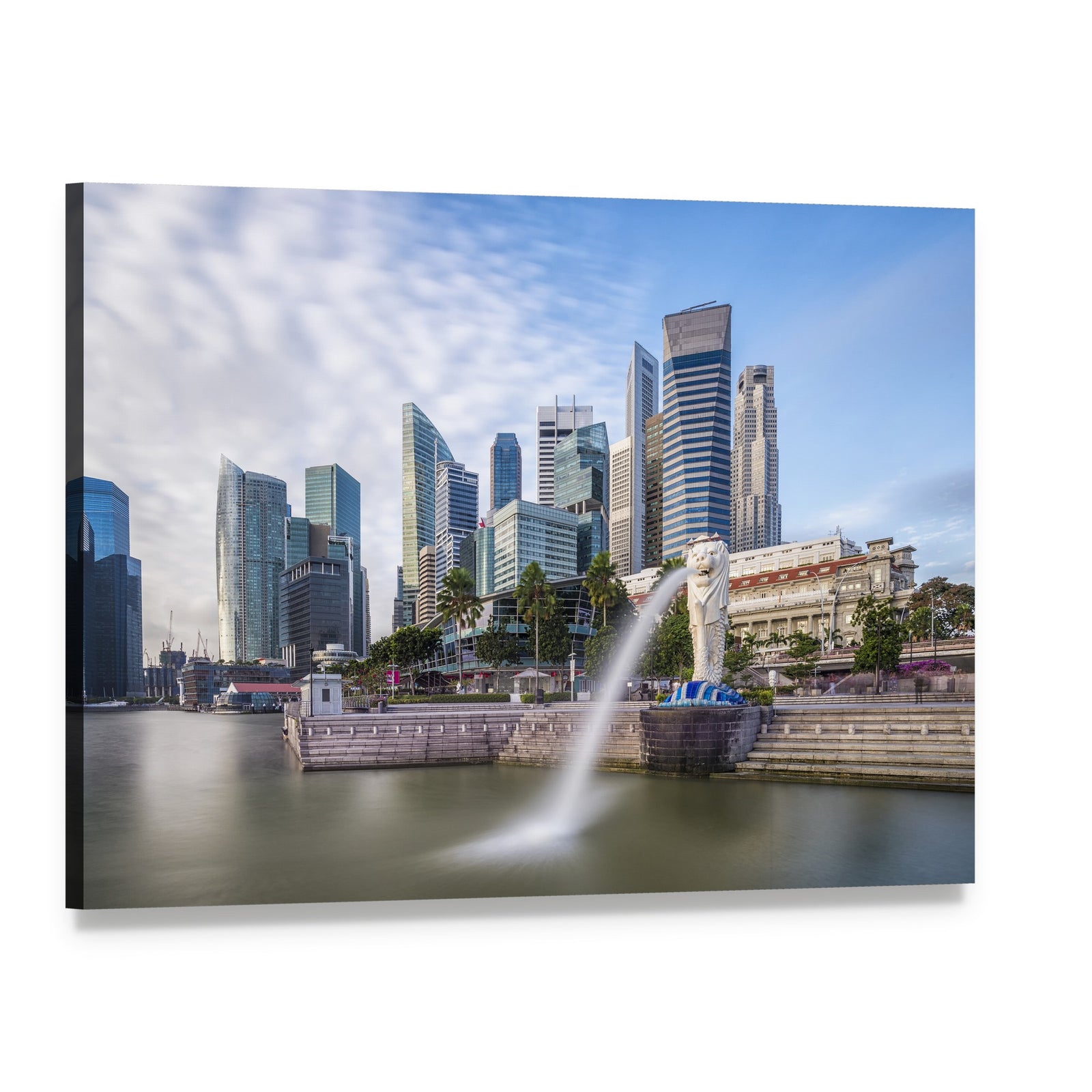 Singapore Skyline at Merlion Bay Canvas Wall Art, single panel gallery wrapped canvas, angled product view