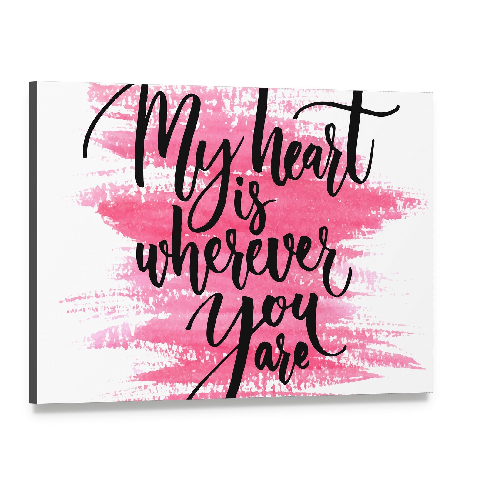 My Heart Is Wherever You Are Canvas Wall Art, single panel gallery wrapped canvas, angled product view