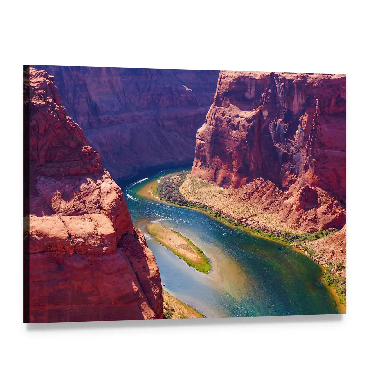 Colorado River Landscape Canvas Wall Art, single panel gallery wrapped canvas, angled product view