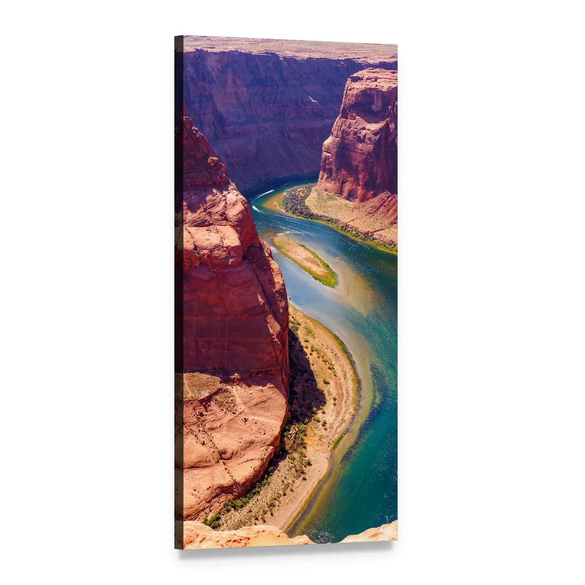 Aerial Colorado River at Horseshoe Bend Vertical Canvas Wall Art, 1 panel 1 Vertical layout gallery wrapped canvas set, angled product view