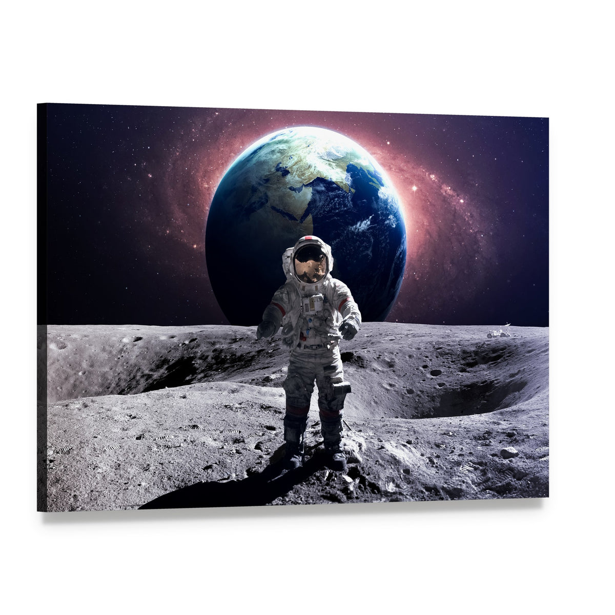 Astronaut Spacewalk Canvas Wall Art, single panel gallery wrapped canvas, angled product view