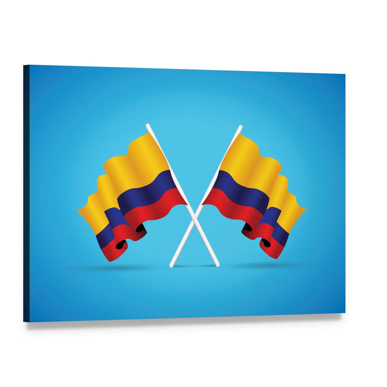 Two Colombian Flags Canvas Wall Art, single panel gallery wrapped canvas, angled product view