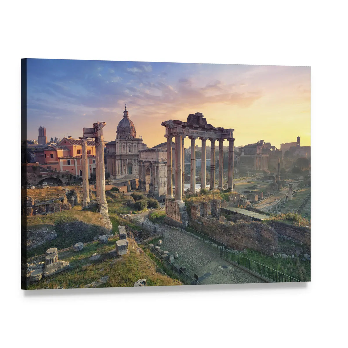 Roman Forum at Sunrise Canvas Wall Art, single panel gallery wrapped canvas, angled product view