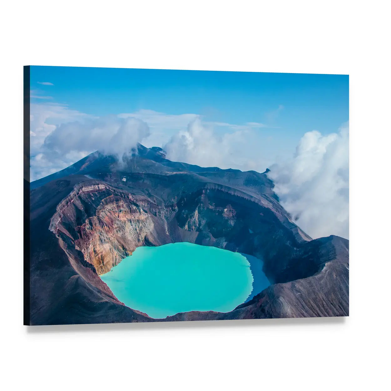 Sulfur Lake in Volcanic Crater, Russia Canvas Wall Art, single panel gallery wrapped canvas, angled product view