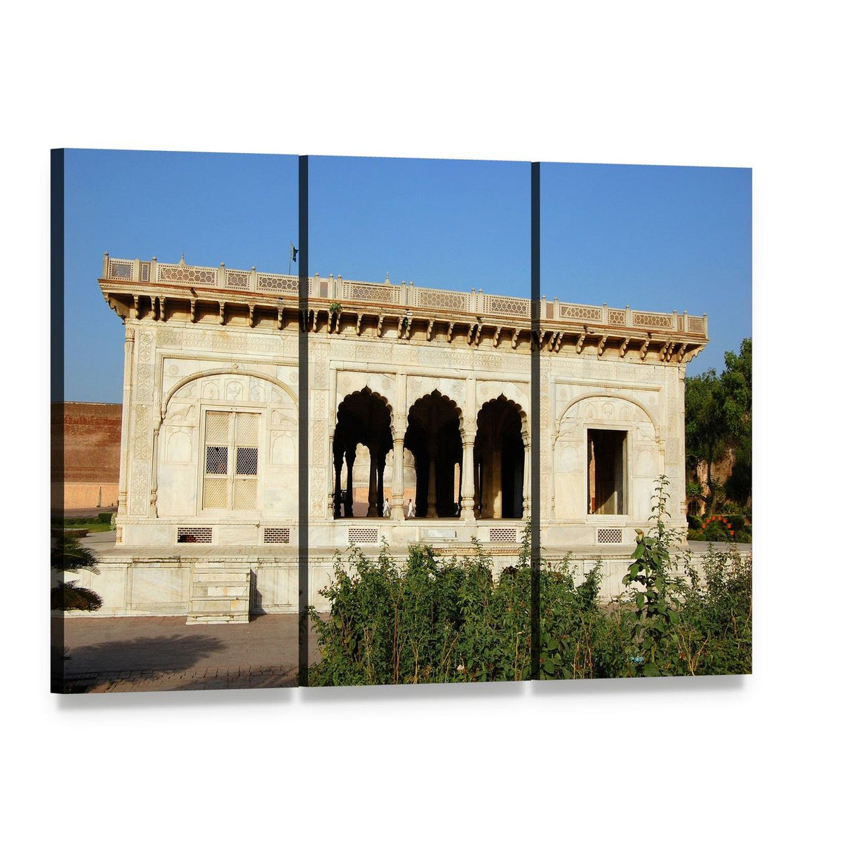 Alamgiri Gate, Lahore Canvas Wall Art, 3 panel 3 Horizontal layout gallery wrapped canvas set, angled product view