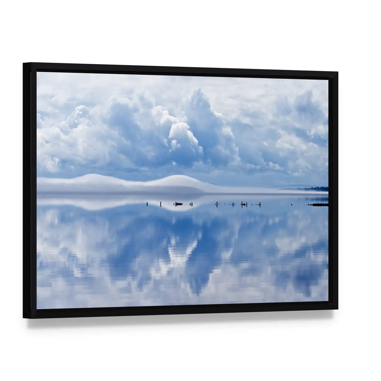 Siljan Lake In Dalarna Sweden Canvas Wall Art, framed canvas in a black floater frame, angled product view