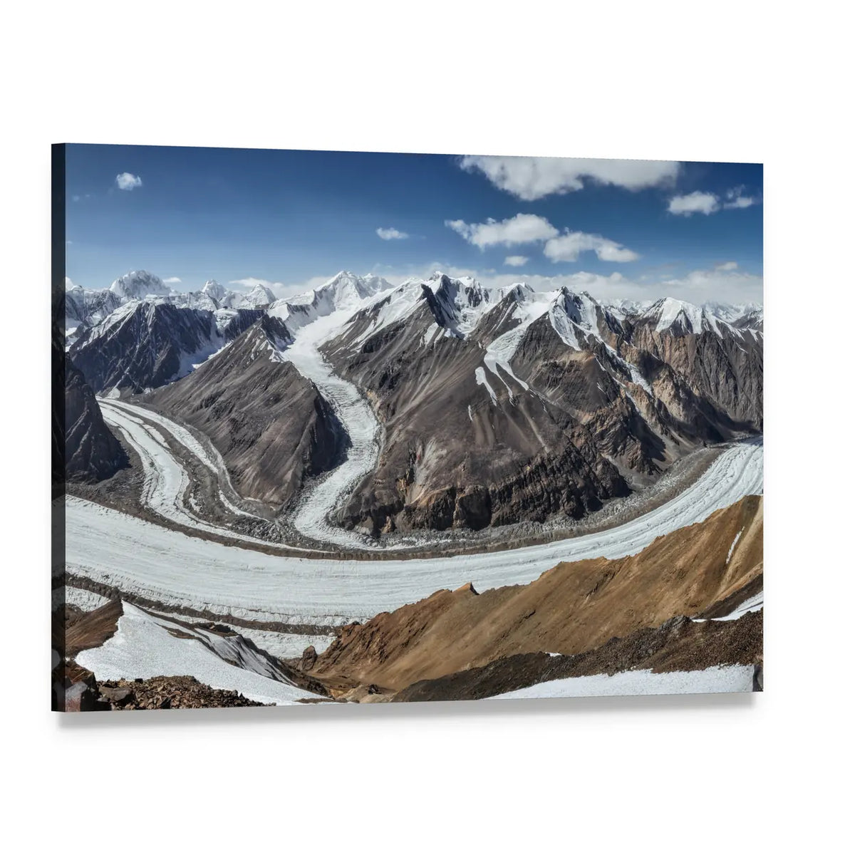 Scenic Fedchenko Glacier In Tajikistan Canvas Wall Art, single panel gallery wrapped canvas, angled product view