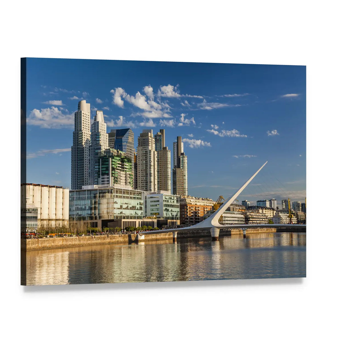 Puerto Madero Skyline, Buenos Aires Canvas Wall Art, single panel gallery wrapped canvas, angled product view