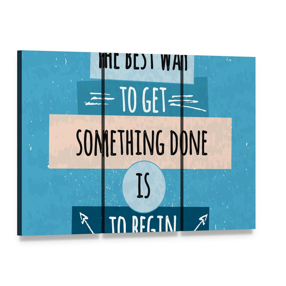 Best Way to Get Something Done Quote Canvas Wall Art, 3 panel 3 Horizontal layout gallery wrapped canvas set, angled product view