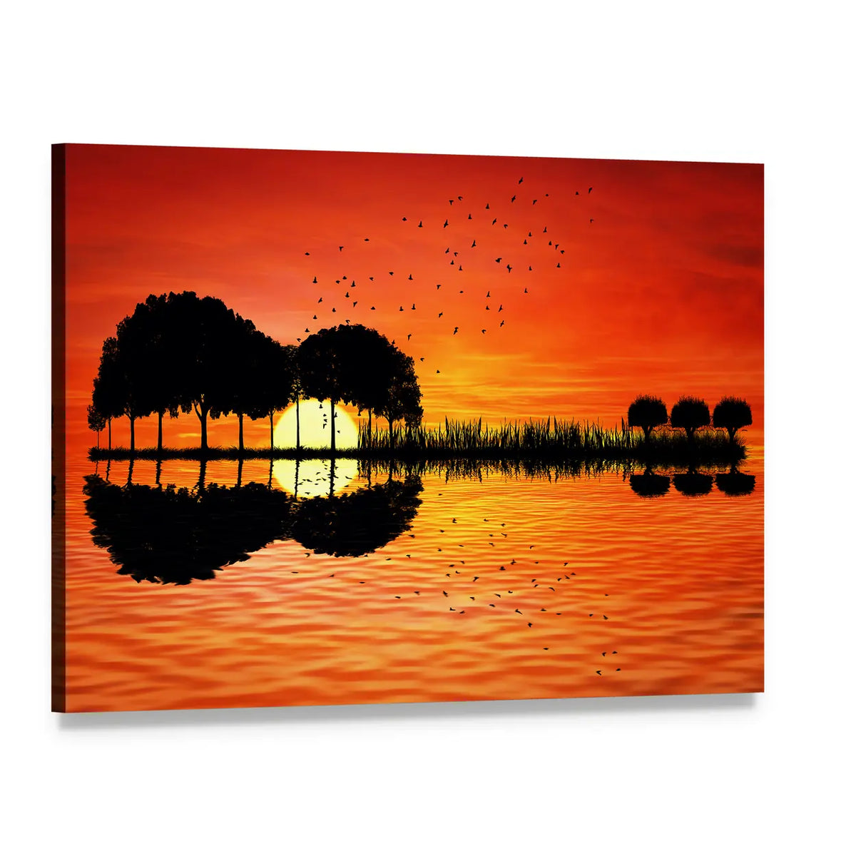 Guitar-shaped Trees at Sunset Canvas Wall Art, single panel gallery wrapped canvas, angled product view