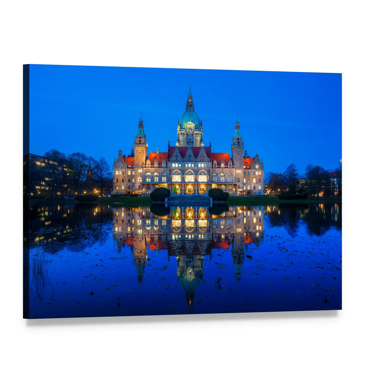 New City Hall in Hanover Canvas Wall Art, single panel gallery wrapped canvas, angled product view