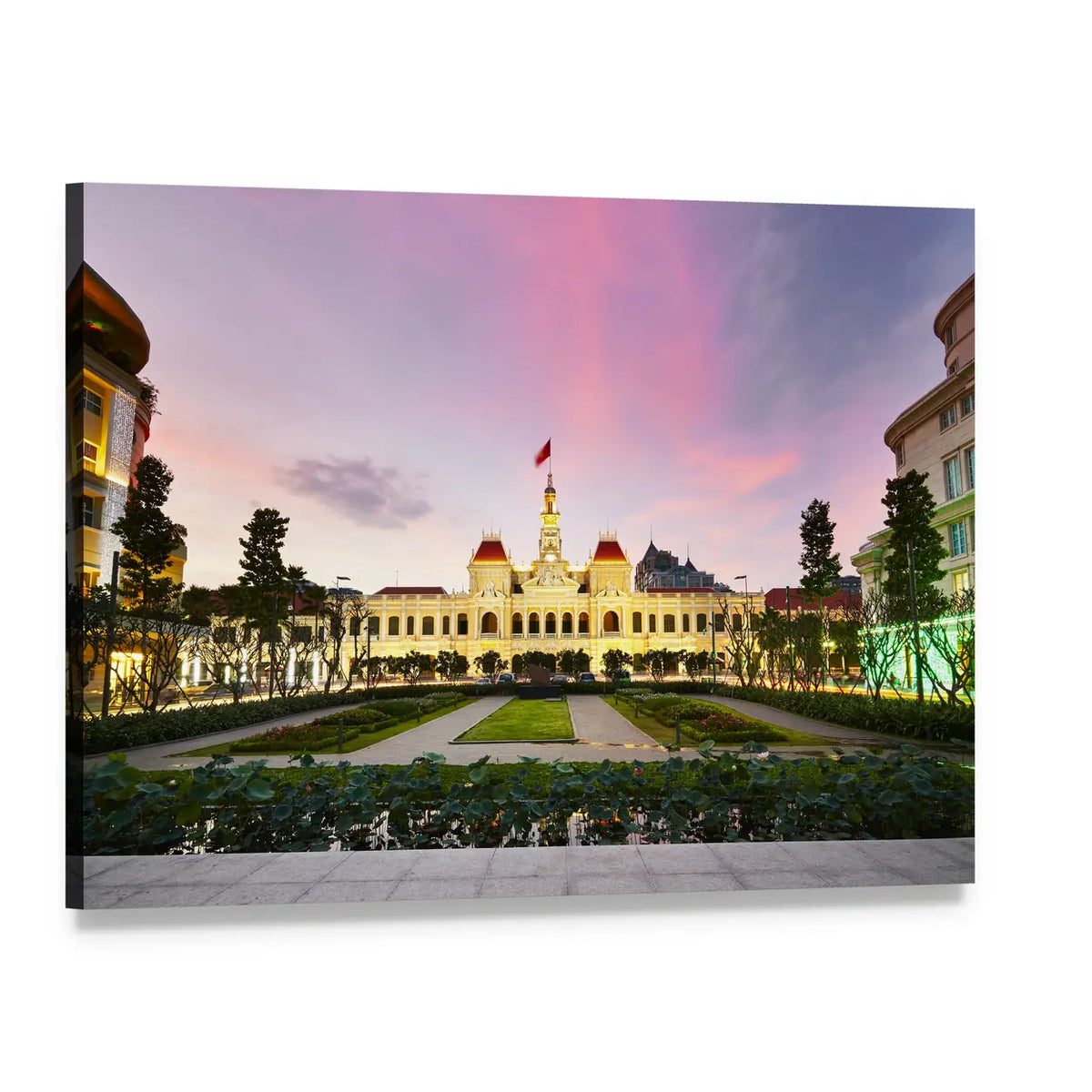 Ho Chi Minh City Hall Canvas Wall Art, single panel gallery wrapped canvas, angled product view