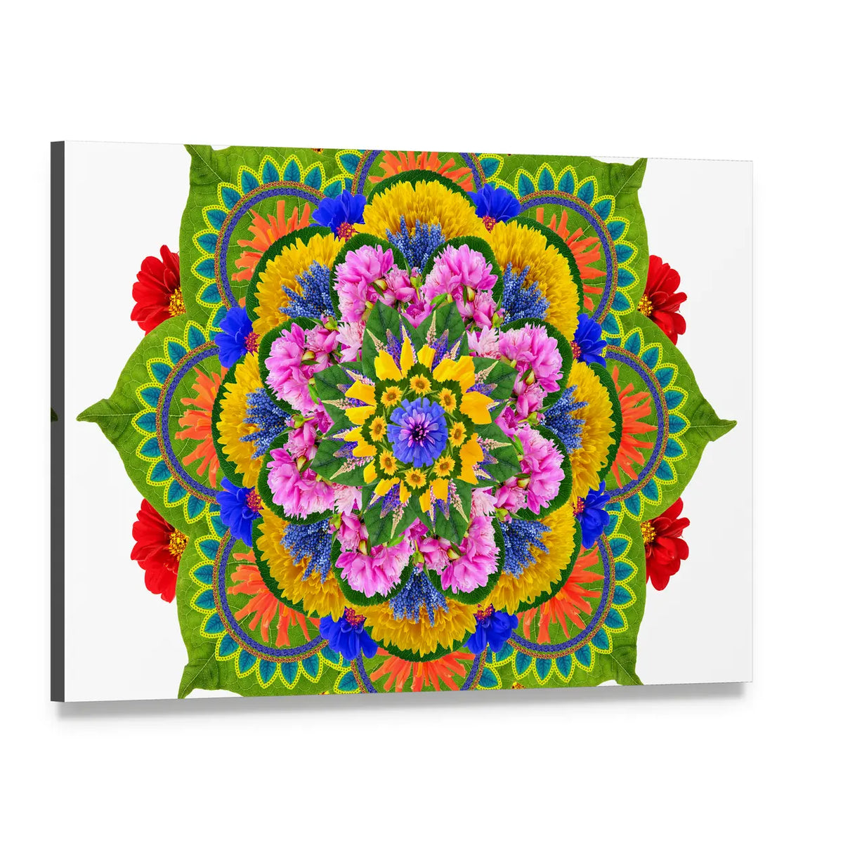 Sacred Lotus Mandala Canvas Wall Art, single panel gallery wrapped canvas, angled product view