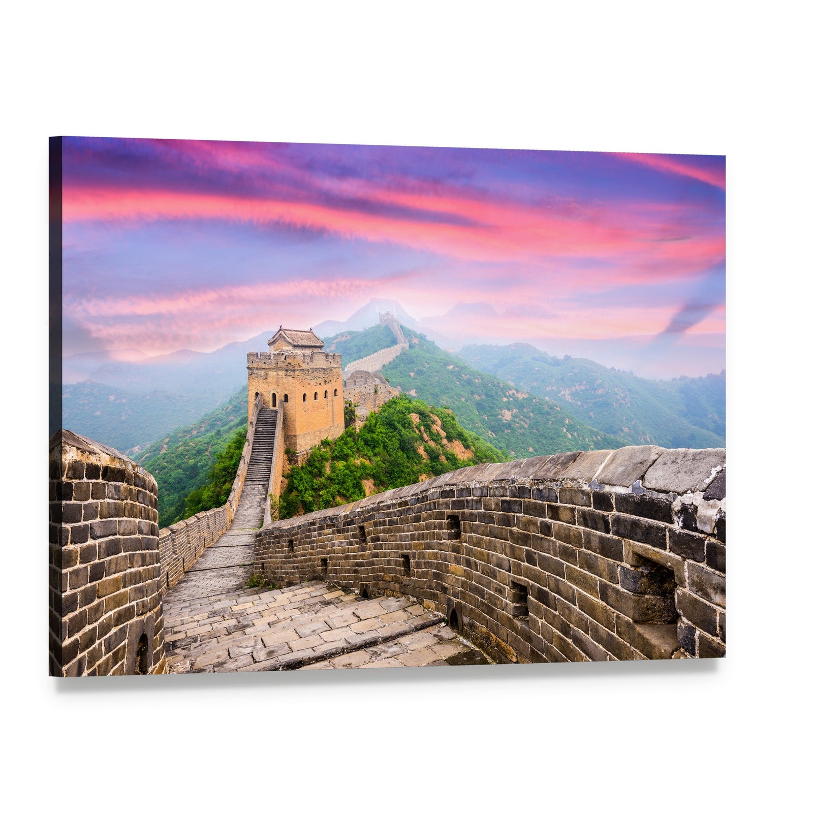 Great Wall of China Under Clouds Canvas Wall Art, single panel gallery wrapped canvas, angled product view