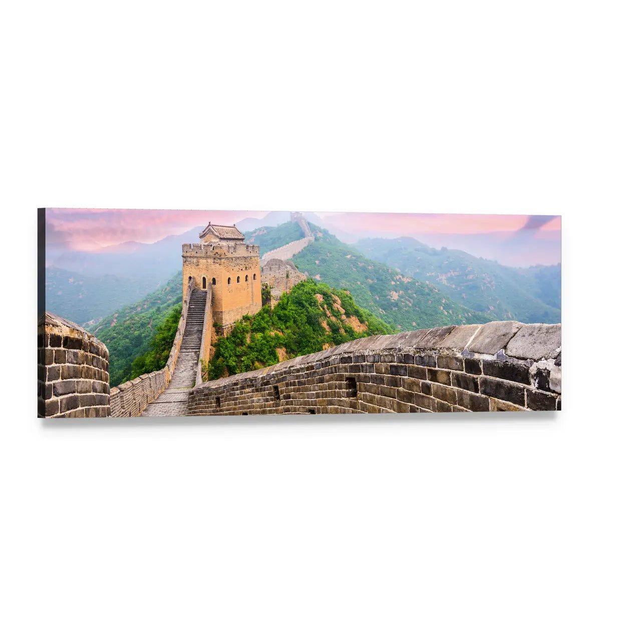 Great Wall of China Under Clouds Panoramic Canvas Wall Art, single panel gallery wrapped canvas, angled product view