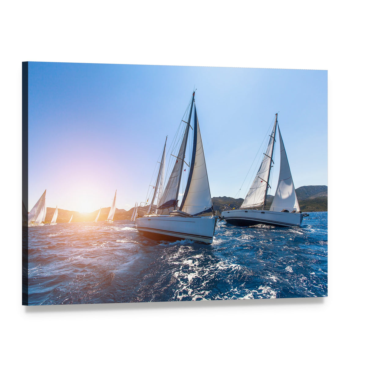 Sailing in the Wind Through the Waves Canvas Wall Art, single panel gallery wrapped canvas, angled product view