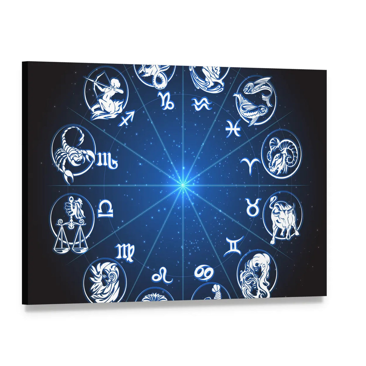 Zodiac Constellations in Starfield Canvas Wall Art, single panel gallery wrapped canvas, angled product view